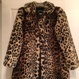 Faux leopard fur coat